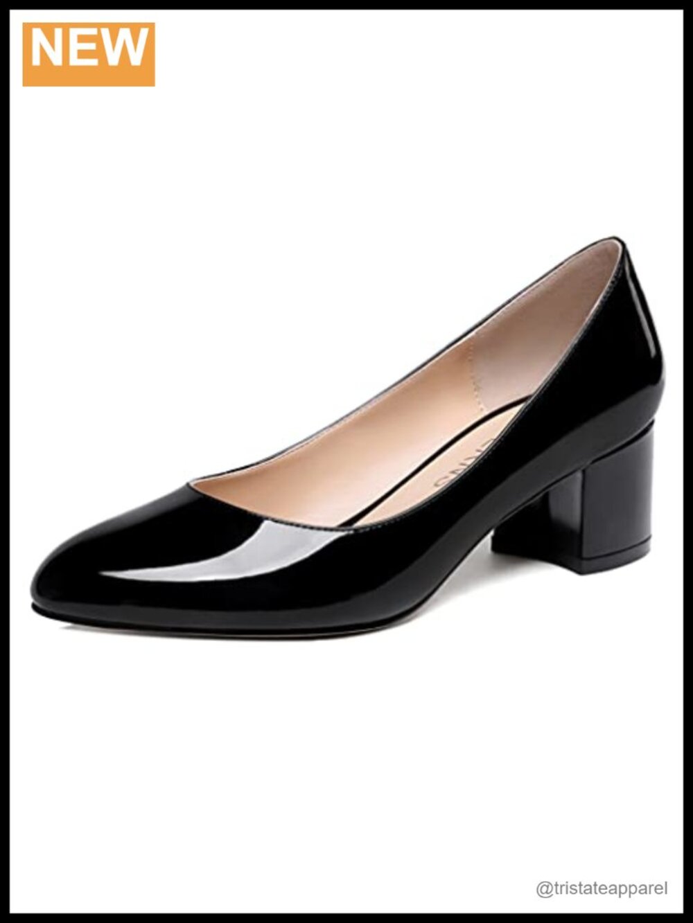 Round Toe Low Heel Pumps Patent Slip On Party Shoes